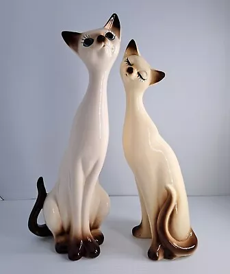 Vintage Grizelle Japanese Ceramic Siamese Cat Figurines X 2 Matching Pair Rare  • $149.95