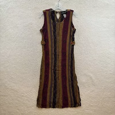 Vintage Sag Harbor Midi Dress L Large Petite PL Earthy Boho Lagenlook Hippie • $27