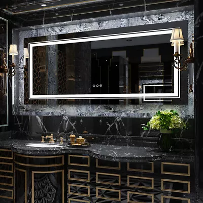 Super Luxury Jumbo LED Bathroom Mirror Wall Vanity Anti-Fog Mirrors With Plug • $439.91