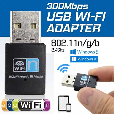 300Mbps Wireless Mini USB WiFi Adapter Network Receiver 802.11 For Windows7 8 10 • $7.27