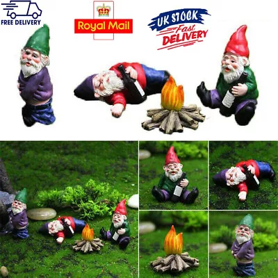 £7.49 • Buy 4 PCS Fairy Garden Gnomes Accessories My Little Friend Drunk Gnome Dwarfs Statue