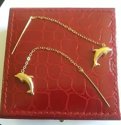 JCM Jacmel Mauritius 14 Kt Gold Pierced Earrings-dolphin W Box Bolivia Vintage • $87.65