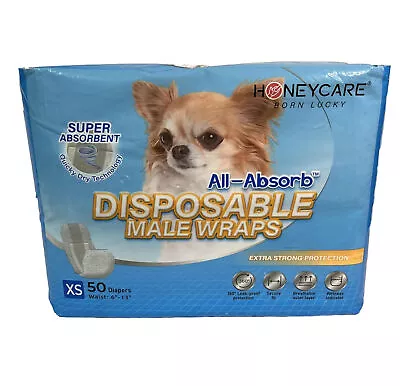 All-Absorb Male Dog Wrap Diapers 50 Count Extra Small Honeycare Wet Indicator XS • $18.95