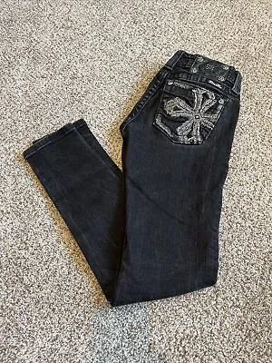 MISS ME Jeans Womens Size 26x30 Embellished Pockets Signature Skinny Black Jeans • $29.99