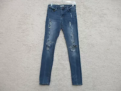 Mudd Jeans 9 Womens Juniors Size Blue Denim Skinny Stretch Distressed Mid Rise • $8.85