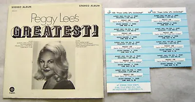   Peggy Lee's Greatest   Picture Sleeve ( Little Lp ) & Title Strips No Record • $3.95
