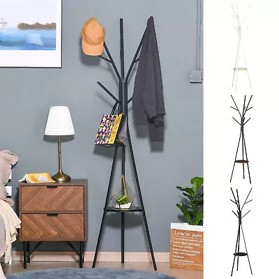 180cm Free Standing Coat Rack Metal Shelf Holder Stand Display Clothes Hat • £24.99