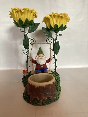 Yankee Candle Gnome Swing Tea Light Candle Holder Garden Sunflower Home Decor • £19.27