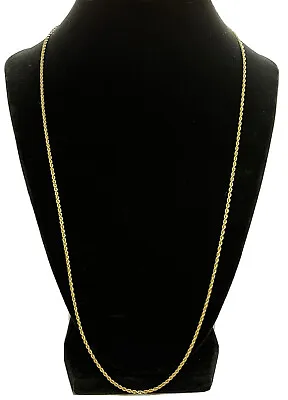 14K Yellow Gold Twist Chain Rope Necklace 24  L 2 Mm W 5.35g • $300
