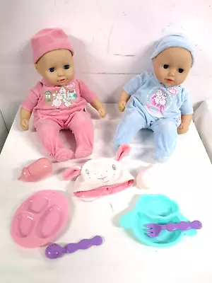 Zapf My First Baby Annabell Doll Set X 2 Plate Spoon Fork Bottle Hat Twins 36 Cm • £18.99