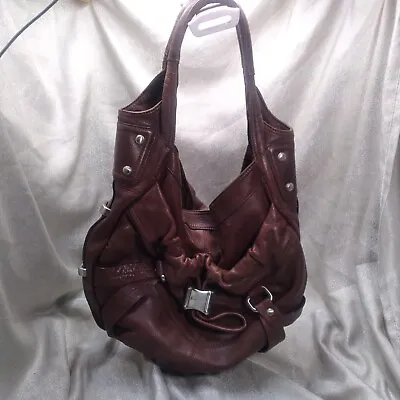 B Makowsky Dark Brown High Quality Leather Satchel Hobo Shoulder Handbag Bag (L) • $55