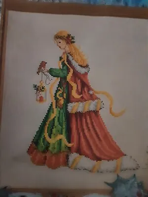 (BR) Traditional Victorian Christmas Lady Cross Stitch Chart • £0.99