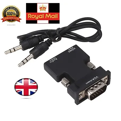 £3.29 • Buy 1080P HDMI To VGA Converter Adapter Connector Cable With Audio Output Quality UK