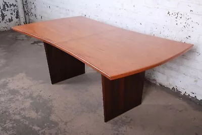 Harvey Probber Mid-Century Modern Teak And Walnut Bow Tie Extension Dining Table • $7995