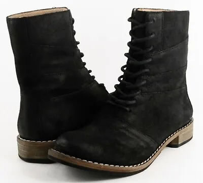 $295 MODERN VINTAGE OPAL Black Suede Designer Mid Calf Boots 6 EUR 36 • $129.99