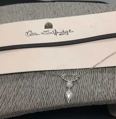 Miss Selfridge Necklace Choker Silver Toned Black Faux Leather Layer Crystal  • £3