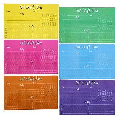 6 Pack Dry Erase Chore Chart For Kids Adults In 6 Colors Weekly Daily 12x7.5” • $17.99