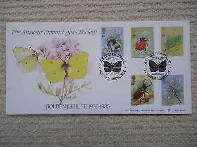 1985 INSECTS AMATEUR ENTOMOLOGISTS SOCIETY Bradbury FDC LFDC 40 Feltham Postmark • $2.51