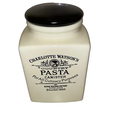 Charlotte Watsons Country Kitchen Pasta Canister Pottery Storage Jar Lidded • £32.90