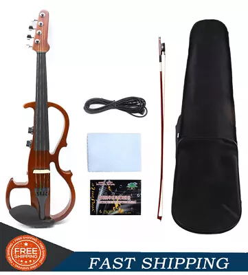 Electric Violin 4/4 Full Size 4 String Practice Violin Solid Wood With Bow Case • $139.99