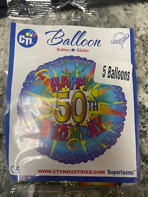 NIP CTI Mylar Foil Balloons 50th/60th Birthday Pack Of 5 • $5