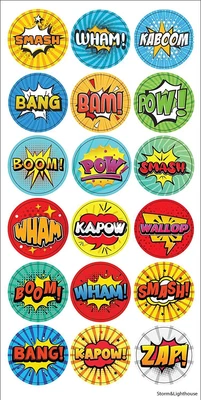 £2.58 • Buy 180x Comic Stickers Superhero Actions Children Kids Party Bag Filler Teacher 