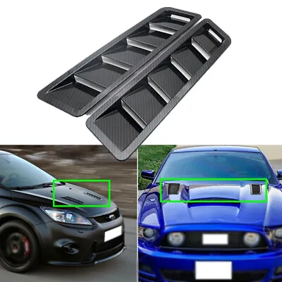  2PCS Car Engine Hood Air Intake Panel ABS Hood Vent Bonnet Louver Black Carbon • $28.20