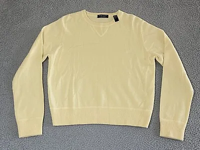 $37.41 • Buy Vintage 80s Knit Sweater 100% 2 Ply Cashmere Yellow Crew Neck Women's Large L