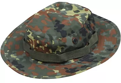 MilTec German Bundeswehr Flecktarn Boonie Hat Cap Waterproof Trilam Camo • $24.95