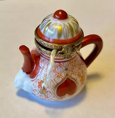 Vintage LIMOGES Hinged Trinket Box TEAPOT Kettle LA REINE • $79