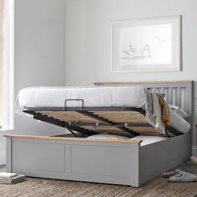 Wood Ottoman Bed Malmo Storage Bed With 4 Mattress 3 Colour Double Or King Size • £587.98