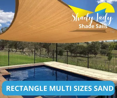 Shady Lady Shade Sail SAND Rectangle Heavy Duty Sails 280g/m² Multi Size 95% • $219