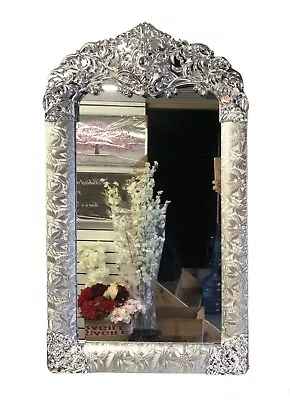 Large Ornate Frame Leaner Wall Mount Mirror Silver Flat Base 45x77cm • £42.99