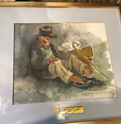 Mexican Ignacio Beteta Watercolor Of Elderly Man. Framed In Mexico • $75