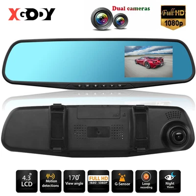 $29.79 • Buy 1080P Dash Camera Rear View Car Cam Reversing Mirror Front And Rear DVR Recorder