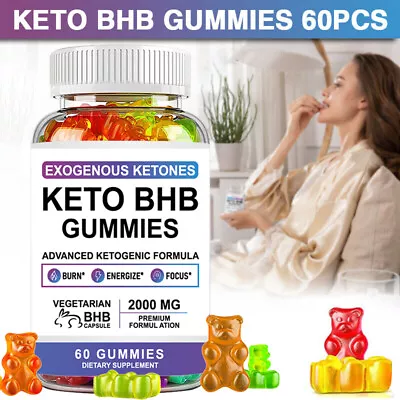 Advanced Keto BHB Gummies 2000MG Weight Loss Fat Burner Dietary Supplement Gummy • $18.98