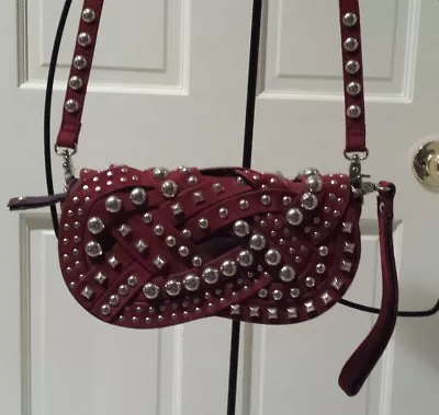 Womens Nicole Lee U.S.A. Crossbody Studded Red Suede Sparkles Handbag Purse Bag • $54.99