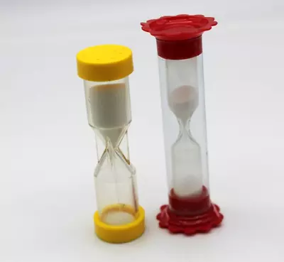 RANDOM Set Of 2 One-Minute Egg Game Play Timers Sand Hourglass • $5.99