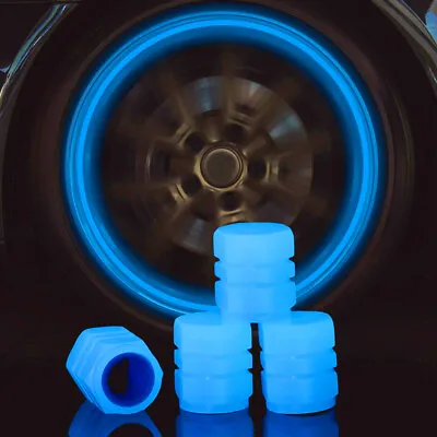 $2.70 • Buy 4pcs Glowing Blue Car Wheel Tire Tyre Air Valve Stem Caps Covers Car Accessories
