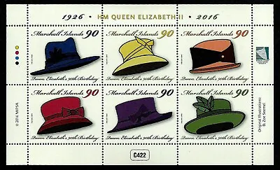 Marshall Islands Scott # 1139 Mnh Mini Sheet Of 2016 Queen Elizabeth Ii Hats • $6.70