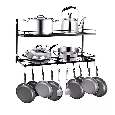 Pot And Pan Rack Organizer Hanger Storage Wall Holder Kitchen Cookware Hanging • $53