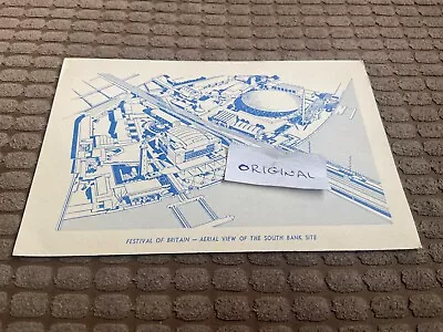1951 Festival Of Britain Advertising Card - Aerial View South Bank Site  Perfect • £5