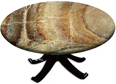 $17.99 • Buy Marble Fitted Tablecloth Round, Edge Elastic Waterproof  Polyester Table Covers
