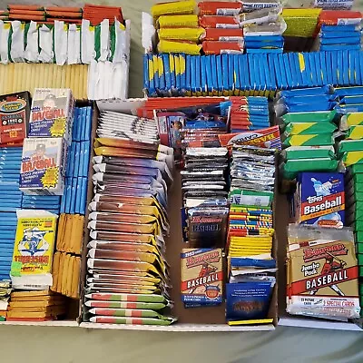 Huge Wholesale Lot Of 1000 Unopened Old Vintage Baseball Cards In Wax  Packs  • $64.99