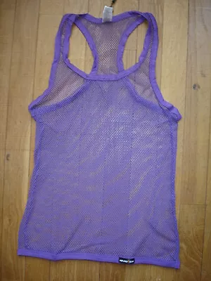 Tank Top Size L Purple Fishnet Transparent Manview By NEOFAN Sexy Ref M10 • £26.86