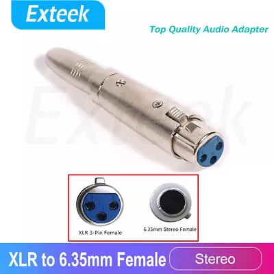 XLR FEMALE To STEREO TRS 6.35mm 1/4  Inch FEMALE - Audio Adapter • $5.96