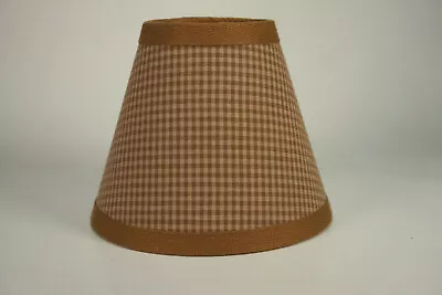 Country Honey Brown Mini Check Fabric Chandelier Candle Lampshade Lamp Shade • $13.99