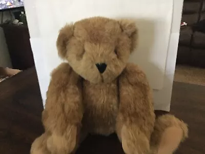 VERMONT TEDDY BEAR Vintage 15 Inch Fully Jointed Tan Plush Stuffed Animal  • $23