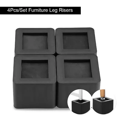 4Pcs Heavy Duty Bed Chair Risers Feet Leg Lift Furniture Extra Raisers Stand • $19.38