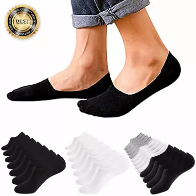 3-12 Pairs Mens No Show Invisible Nonslip Loafer Solid Boat Cotton Low Cut Socks • $6.99